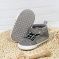 thumbnail image 4 of eczipvz Toddler Sock Shoe Non-Slip Rubber Sole High-Top PU Leather Sneakers Crib Shoes Newborn Loafers Flats Baby Boy Sneakers Grey,5, 4 of 6