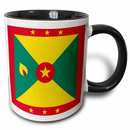 

3dRose Flag of Grenada - Caribbean island - red yellow green - Isle of Spice - country world souvenir - Two Tone Black Mug 15-ounce