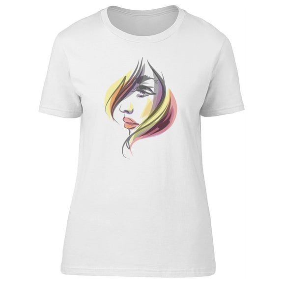 Beautiful Colorful Woman Profile T-Shirt Women -Image by Shutterstock, Female Small