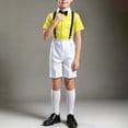 thumbnail image 2 of Pretxorve Kids Boys Short Sleeve Set Solid Collared Shirt Top Lace Suspender Pants Performance Outfits 3-18Y, 2 of 5