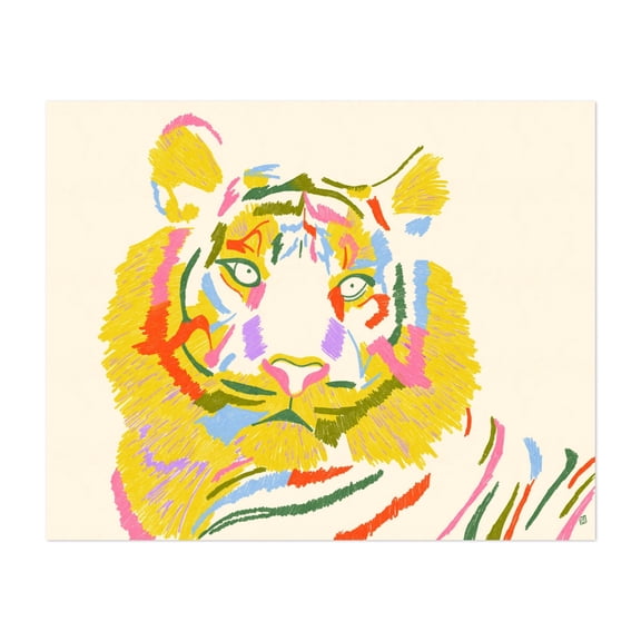 Tiger In Technicolor  - Digital Art Tiger Modern Art Abstract Wildlife Pop Art Illustration Unframed Wall Art Print 6 x 8 inches