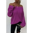 thumbnail image 2 of Pulls Femmes Robe Oversize Manches Longues Sexy hors Épaule Couleur Bloc Pull Pull Tops, 2 of 6