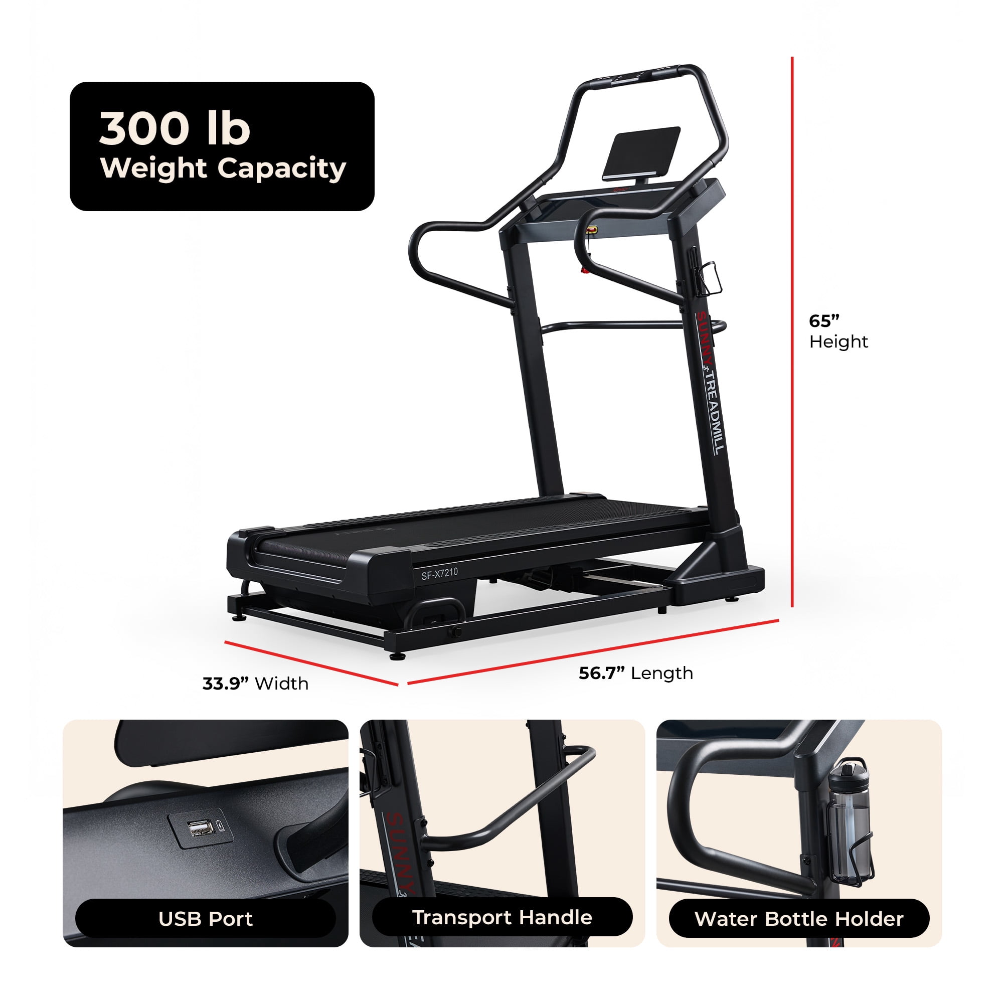 Sunny Health & Fitness Premium Ultimate Incline Decline Treadmill - SF-X7210