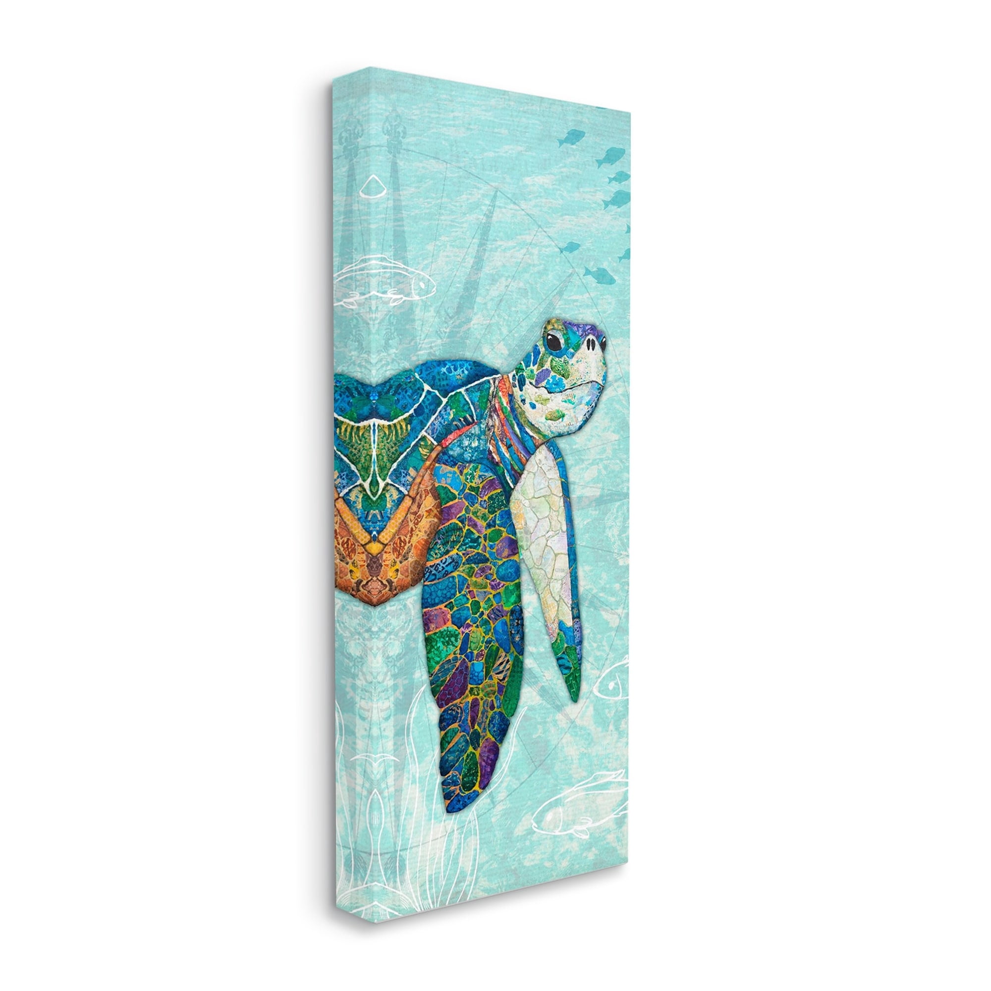 Stupell Industries Sea Turtle Underwater Ocean Mosaic Style Collage Painting Gallery Wrapped Canvas Print Wall Art, Design by Lisa Morales
