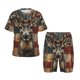 thumbnail image 1 of Fotbe American Flag Deer Art Pijama Estampada de 2 Piezas para Niños – Ropa de Dormir de Manga Corta Cómoda para Niños y Niñas, Camiseta y Shorts de Algodón-Medium, 1 of 6