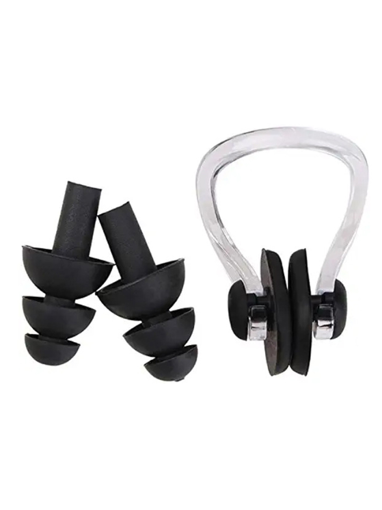 Silicone Soft Hearing Protection Ear Plugs & Nose Clip Set For Swimming