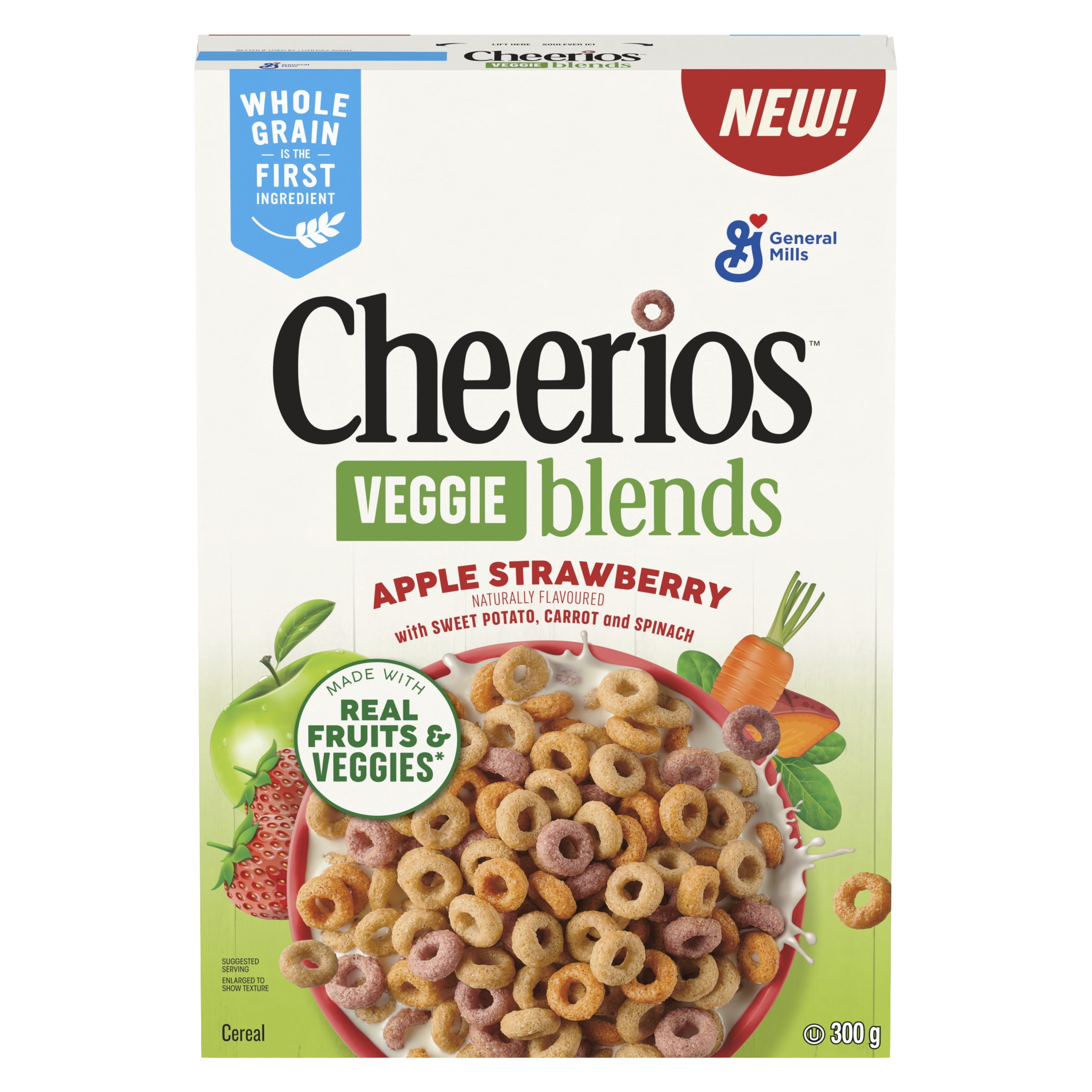 Cheerios Veggie Blends Apple Strawberry, Whole Grains, 300g, 300 g