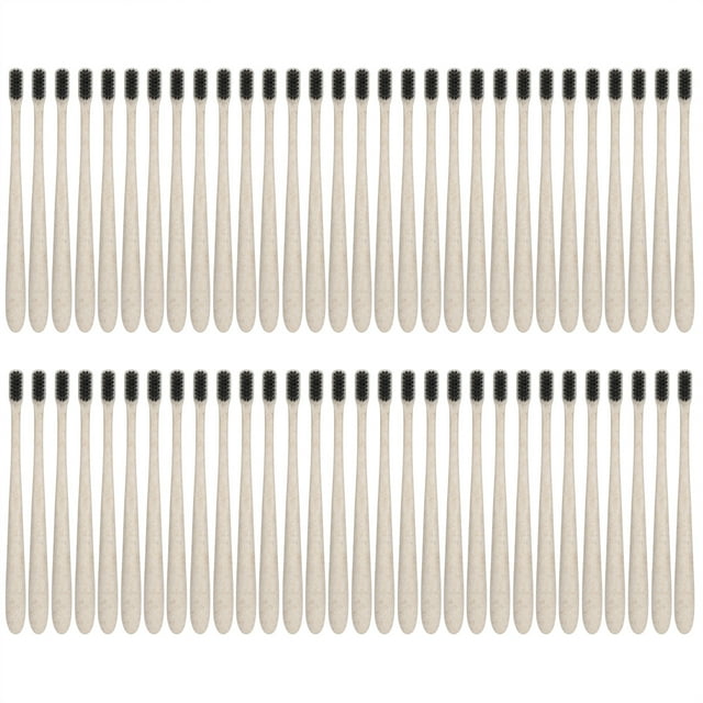 Toothbrushes Individually Wrapped, Healthy Soft Bristles Travel Toothbrush, Wheat Straw For Hotel Travel Primary Color