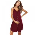 thumbnail image 3 of Monfince Nursing Nightgown Women's Maternity Dress Button Down Nightdress Sleeveless Breastfeeding Sleepwear Hospital Gown, Red, RM, 3 of 6