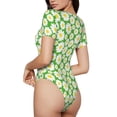 thumbnail image 3 of Daiia Daisies Flowers print Women's Crew Neck Short Sleeve Bodysuit Fashion Tops Fit Casual Basic Extender Bodysuit-X-Large, 3 of 9