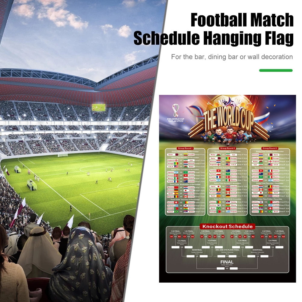 2022 Football Match Wall Calendar, Soccer World Cup Match Schedule Tournaments Wall Chart, TV Schedule Poster for Home Bar Decor 145x200cm
