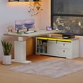 thumbnail image 2 of Dextrus L-Shaped Electric Standing Desk with LED Lights & Power Outlets, Modern Adjustable Height Sit-Stand Desk, Grey Wash, 2 of 10
