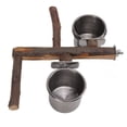 thumbnail image 2 of Soporte de madera para loros con comedero de acero inoxidable, soporte para comedero, combinación de jaulas para pájaros y juegos de comederos, 2 of 14