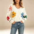 thumbnail image 5 of Luivaraty Cardigan Sweaters for Women Knitted Fllowers Sweater Soft Warm Round Neck Fall Winter Button Down Sweaters, S-XL, 5 of 6