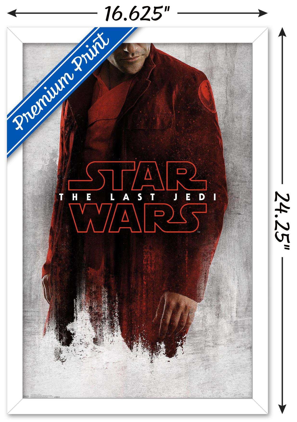 Star Wars: The Last Jedi - Red Poe Wall Poster, 14.725" x 22.375", Framed