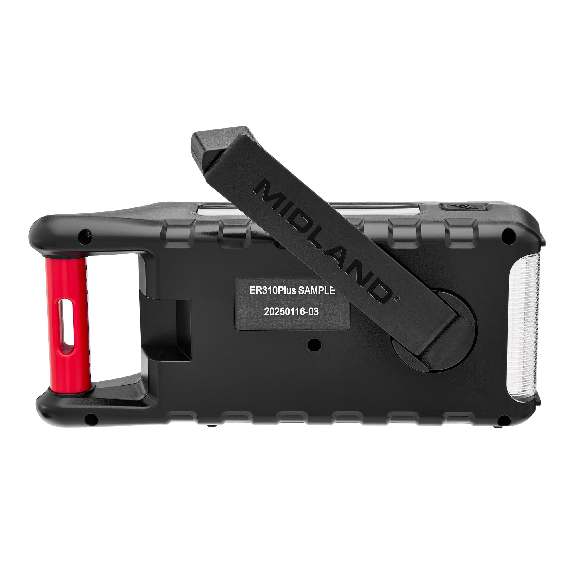 Midland ER310PRO Emergency Weather Radio – 10,000 mAh Power Bank, Bluetooth, NOAA Alerts, Solar/Crank/USB-C, Cree LED Flashlight, SOS – Red/Black