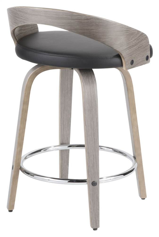 Lumisource Grotto 24 In Faux Leather, Lumisource Grotto Mid Century Counter Stool Set