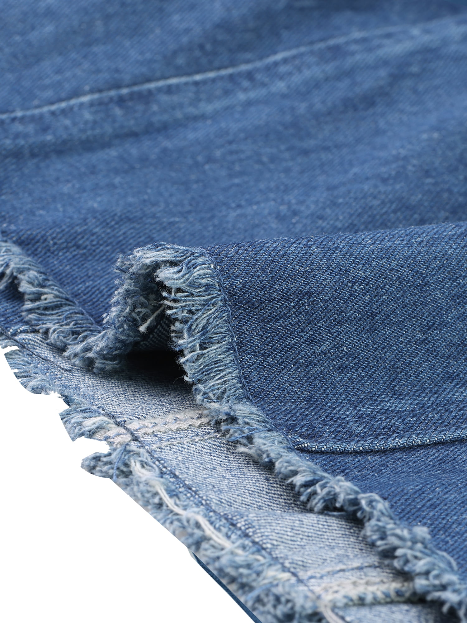 Unique Bargains Women's Plus Washed Cropped Frayed Denim Outerwear Jacket 1X Dark Blue