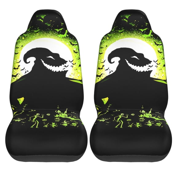 2PCS Universal Fit Car Seat Covers, The Nightmare Before Christmas Print Car Seat Cover For Front Seat Cushion Protectors Two Pcs Auto Accessories Bucket Seat Covers