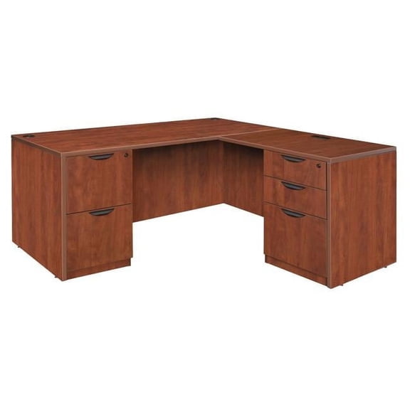 Regency  60 in. Legacy Double Full Pedestal L-Desk with 35 in. Legacy Return, Cherry