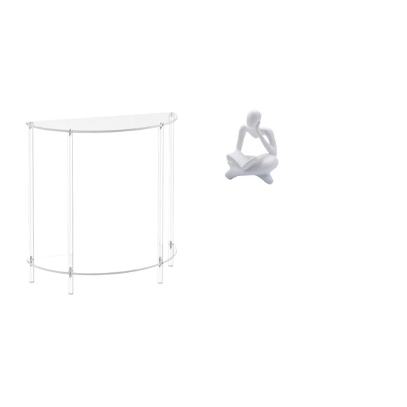 Mesa Auxiliar De Acrílico Con Figura De Pensador Abstracto Para Espacios Pequeños. Mesita De Noche Moderna Y Estante Decorativo Para Sala De Estar Y Oficina.
