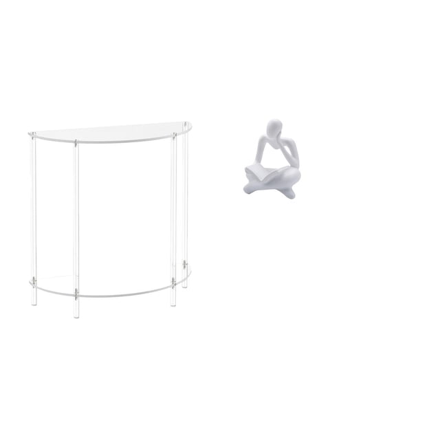 Mesa Auxiliar De Acrílico Con Figura De Pensador Abstracto Para Espacios Pequeños. Mesita De Noche Moderna Y Estante Decorativo Para Sala De Estar Y Oficina.