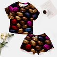 thumbnail image 4 of Leopard Print Pattern Women's Ruffle Short Sleeve Tops And Shorts Cute Peeps Bunny Pajamas Sets, 4 of 7