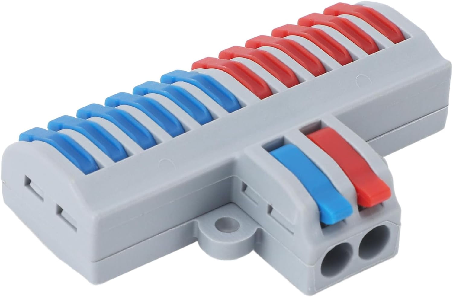 CATPAN Electrical Wire Connectors, 6pcs 2 in 12 Out Din Rail Terminal Blocks, Quick Wiring DIY Splicing Wire Connectors Push in Conductor Terminal Block for Lighting, Electrical Control