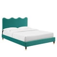 thumbnail image 2 of Modway Current Performance Velvet Twin Platform Bed in Teal, 2 of 10