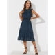 thumbnail image 4 of Vestido de fiesta Allegra K sin mangas cintura ahumada estrellas metálicas Azul oscuro S, 4 of 6