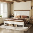 thumbnail image 2 of HOMRELEXA Farmhouse Bed Frame Full Size with 51" Tall Headboard and Footboard, Platform Bed Frame, No Box Spring Needed, White, 2 of 8