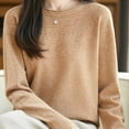 thumbnail image 4 of YueHuiYing Women's Fashion Casual Solid Color Semi-turtle Neck Loose Winter Knitted Sweater Pullover Top, 4 of 5