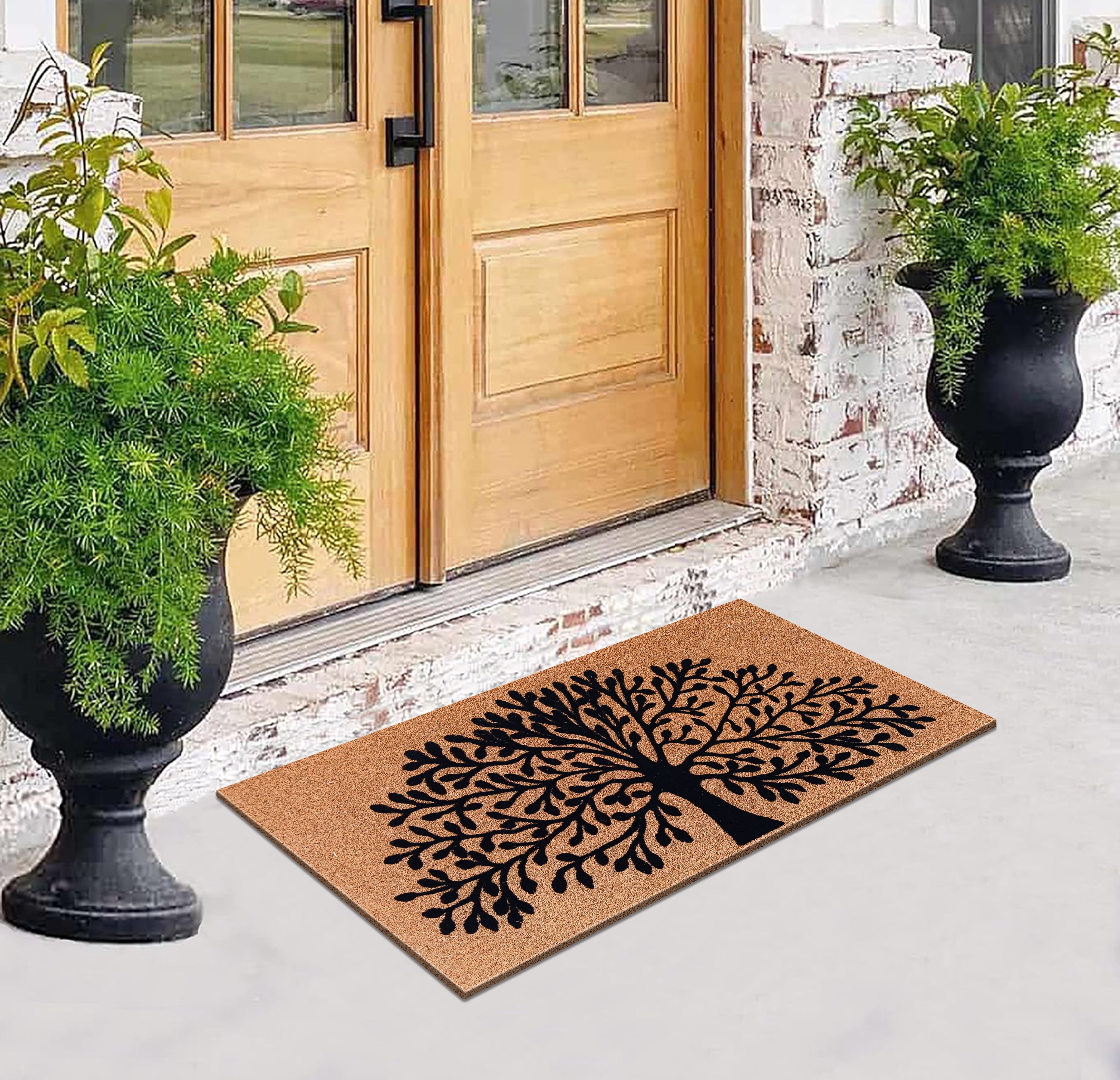 A1HC Large Floral Outdoor Door Mat Scraper for Front Door Entrance Outside Doormat 30"X48" Patio Rug Dirt Debris Mud Trapper Fade Resistant Flocking Technology