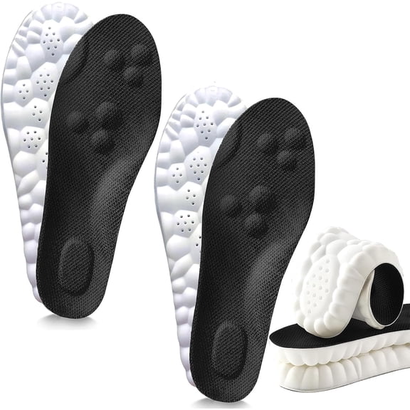 2 Pairs 4D Cloud Insoles for Men and Women, 4D Cloud Technology Insole, Super Soft, Comfort, Shock-Absorbing, Foot Support Memory Foam Insoles for Adult