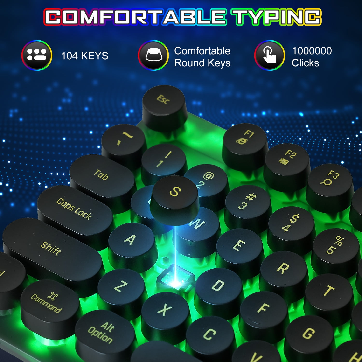 CMYBabee Mouse and Keyboard Combo, 104 Keys Wired gaming keyboard and mouse keyboard, Retro Punk Gaming RGB Keyboard, for Windows/Mac/PC (Black)