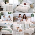 thumbnail image 5 of 3 Piece Pink Striped Duvet Cover Set Queen Size, Microfiber Comforter/Quilt Cover with Corner Ties and 2 Pillowcases, Rustic Pink Stripe Modern Art Beige All Season Soft Bedding with Zipper Closure, 5 of 8