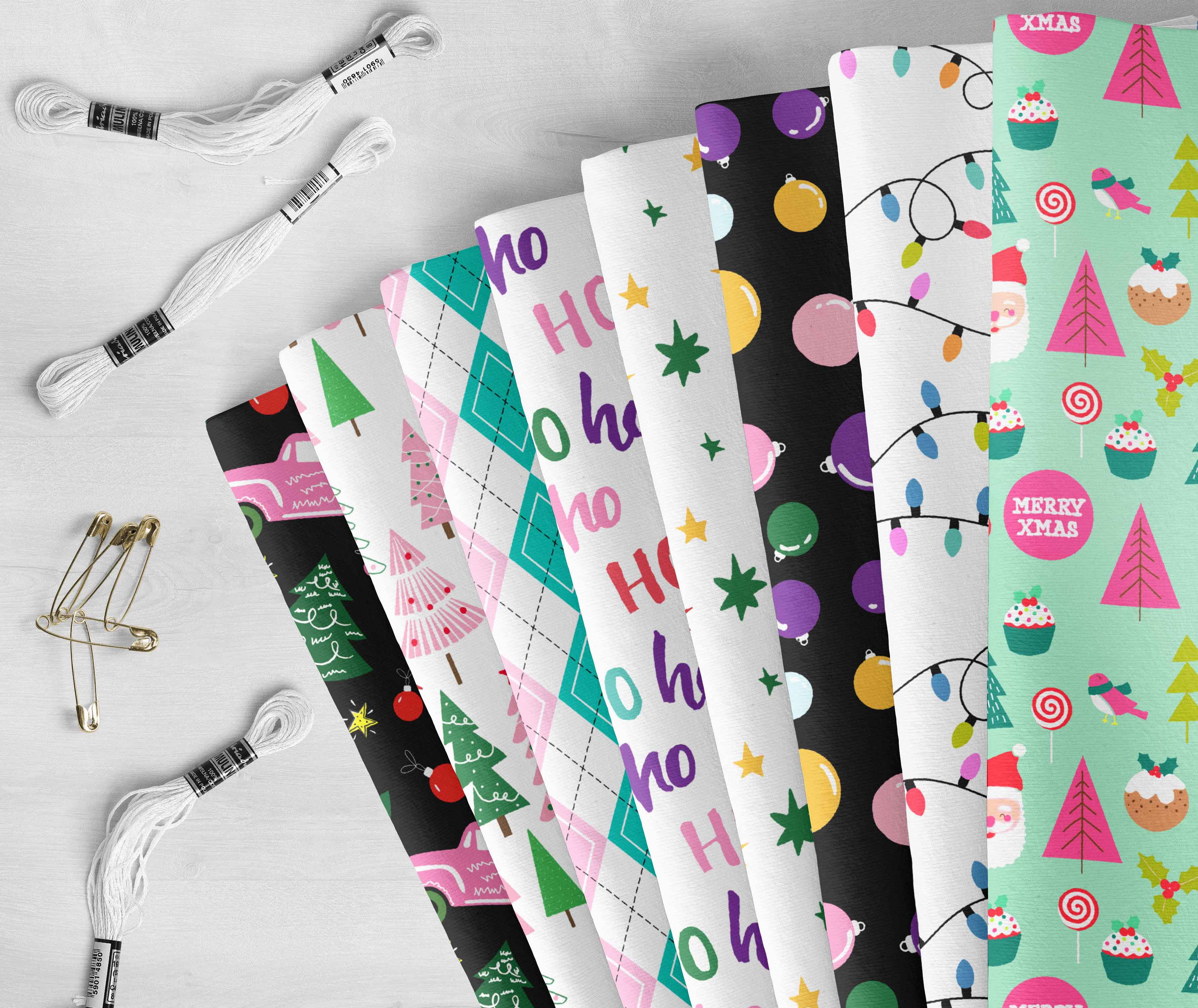Soimoi 8 Pc Fat Quarter Bundle,ChristmasPrint 18"x 22"DIY Patchwork-100% CottonPre-Cut Quilting Fabric Multicolor