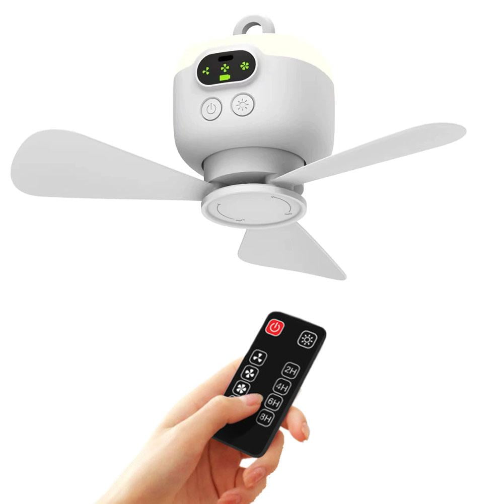 QHUDLV Camping Tent Fan with LED – Rechargeable Ceiling Fan – Remote Controlled Outdoor Light