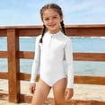 thumbnail image 2 of Ytxxxx Girls Zip-Up Solid Color Quick Dry One-Piece Swimsuits White 7-8 Years, 2 of 4