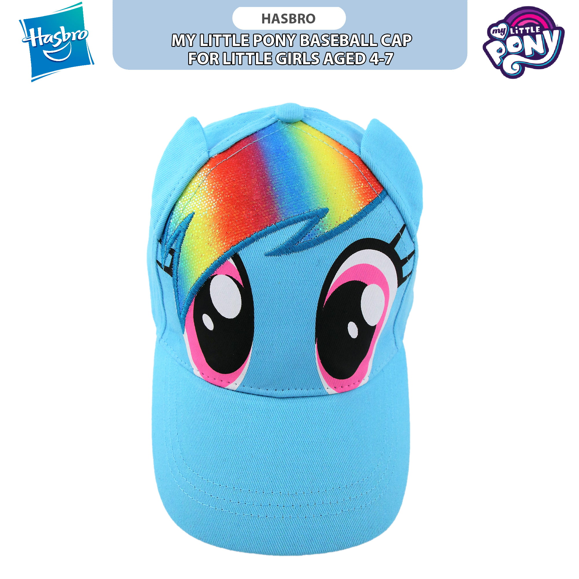 Ages 4-7 Hasbro Little Girls Pony Character Cotton Baseball Cap Light Blue 