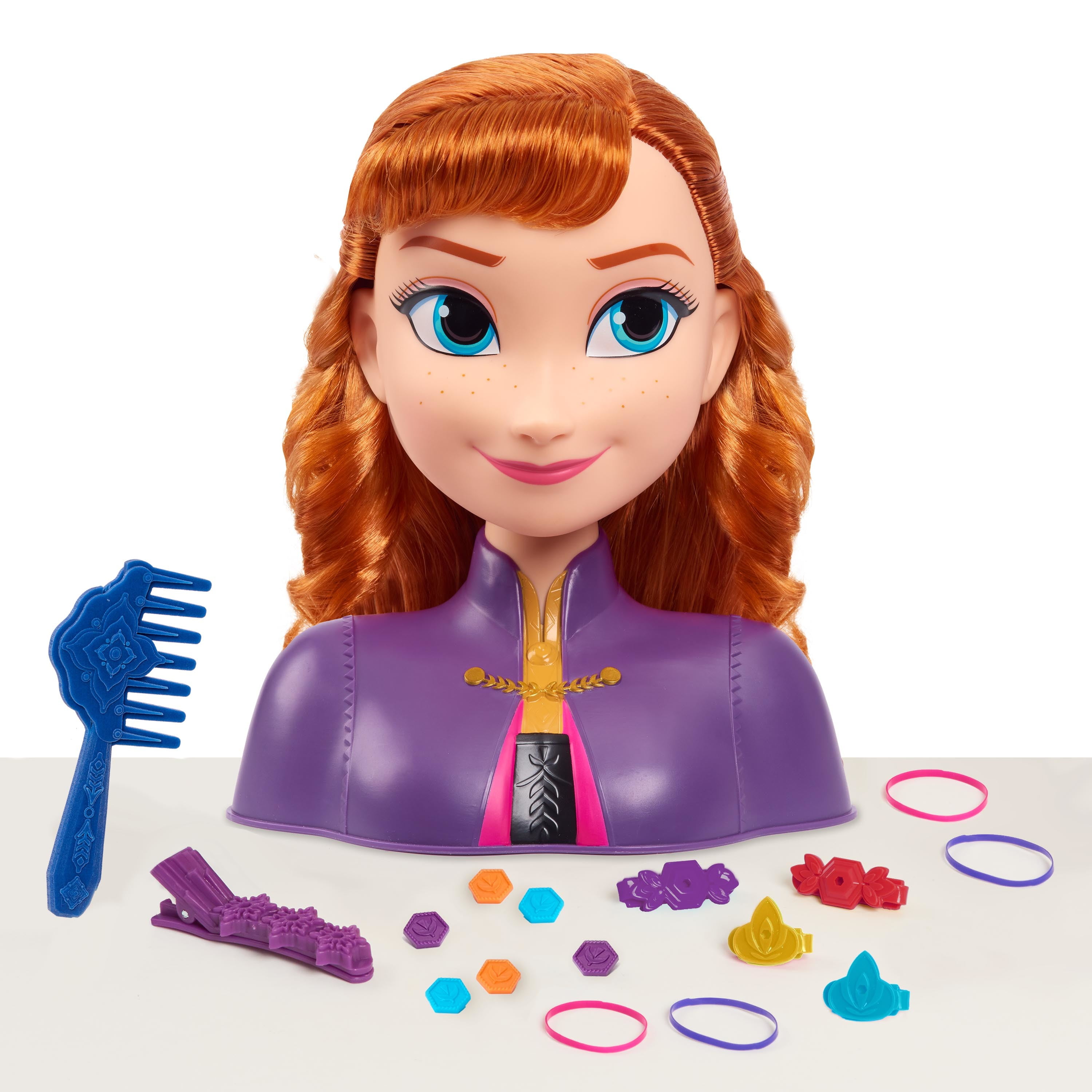 Disney’S Frozen 2 Anna 7.5-inch Styling Head, 14-Pieces, Officially Licensed Kids Toys for Ages 3 Up, Gifts and Presents
