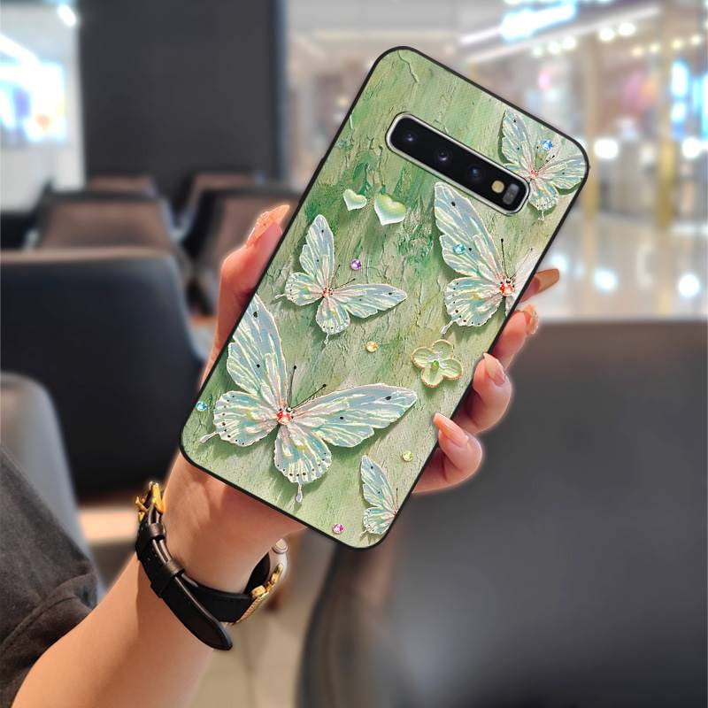 ABL-Phone Case For Samsung Galaxy S10 Plus/S10+/SM-G975N, Waterproof Shockproof Soft case Dirt-resistant Phone Pouch Oil Painting TPU Silicone flower Full wrap Fashion Design Protective