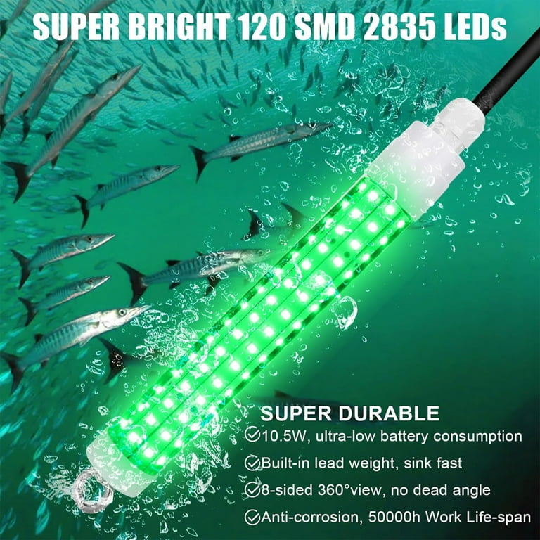 DXIMRX Green Underwater Fishing Light 12V LED Submersible Lamp
