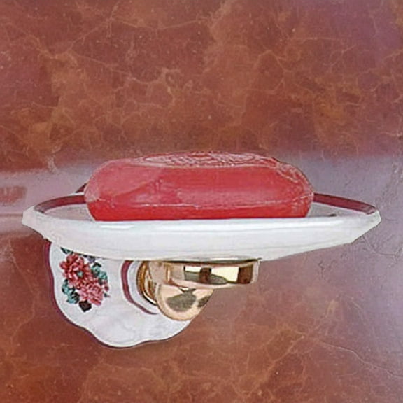 Renovators Supply Vintage Soap Dish Wall Mounted for Bathrooms Mauve Floral Porcelain Tray