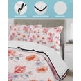 thumbnail image 4 of Quilts Twin Size Bedding Set, Spring Flowers Lightweight Quilted Comforter, Watercolor Pink Orange Floral Romantic Rustic Soft Bedspread Coverlet with Pillow Covers for All Season, 68" x 86", 4 of 7