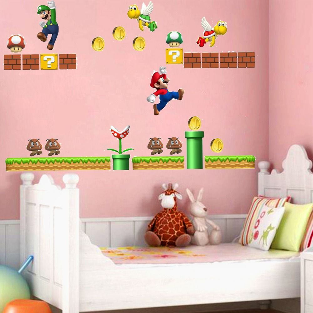FULL SET Super Mario Kids Bedroom Vinyl Wall Art Stickers Decor 