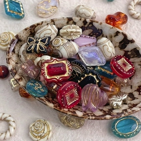 AcriJoy vintage baroque gilded acrylic beads pack, 1.06oz – DIY craft supplies for jewelry making, bracelet and necklace accessories