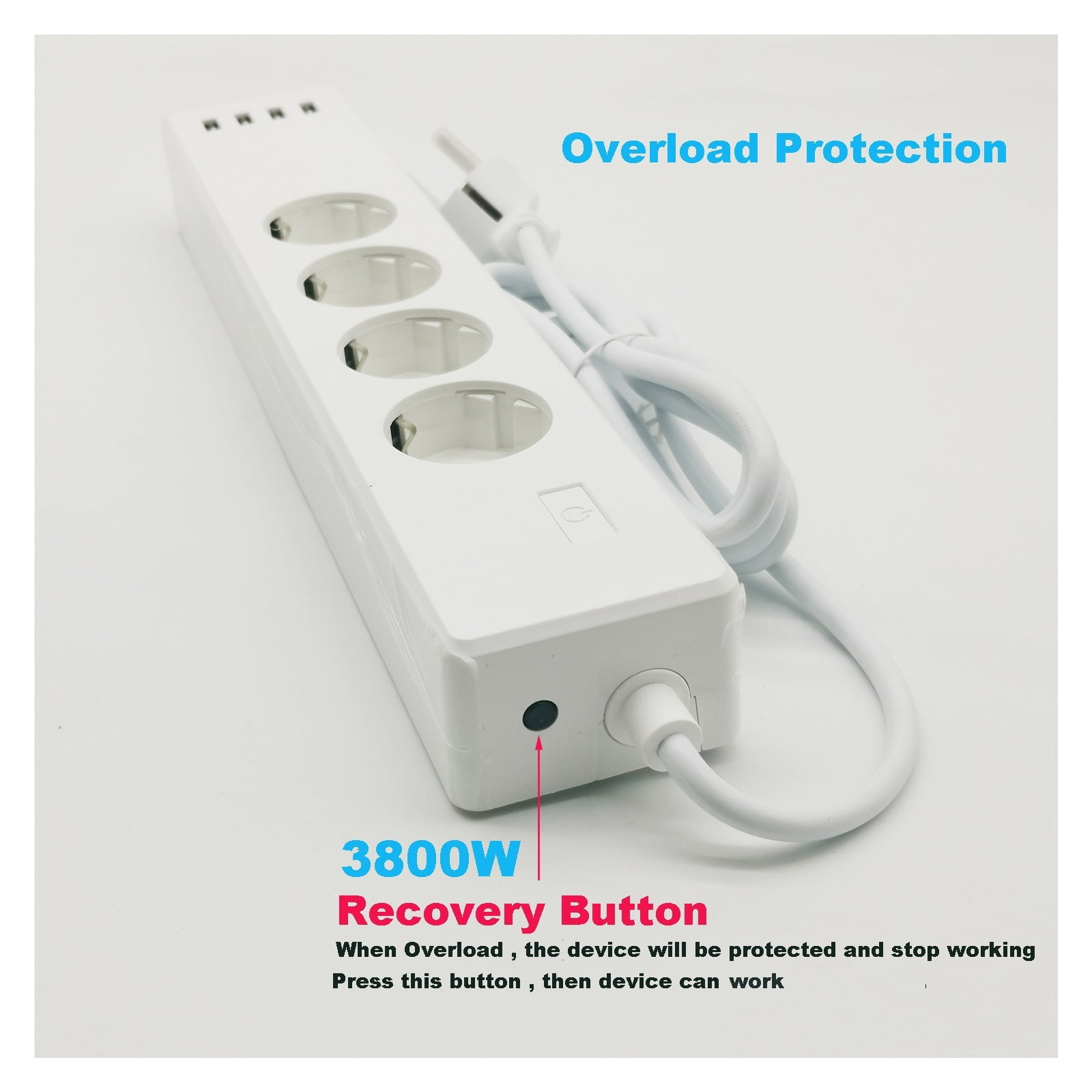 Smart Power Strip Surge Protector Multiple Sockets 4 USB Port Timer Voice Wirelss Remote Control By Google Home