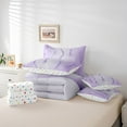 thumbnail image 5 of Gradient Lilac and Greyish White Comforter Set 7 Piece Bed in a Bag Twin,Silver Foil Print Wave Striped Bedding Sets Abstract Ombre Art Sheet Set with Comforter, 5 of 5