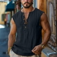 thumbnail image 2 of Dovford Mens Sleeveless Henley Shirts Casual Linen Blend Tank Tops Button Down Summer Beach Shirts for Men, 2 of 5